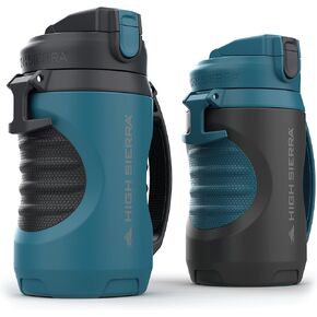 High Sierra [2 PACK BPA FREE, 64 OZ Insulated Water Jug, [Silicone Spout – NO MORE TEETH BUMPS] Built-in Fence Anchor, Keeps Iced Water Cold for Hours, EXTRA LARGE Sports Bottle 1.89 Litter Capacity