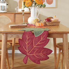 Fall Table Runner 36 Inches Long Hollow Out Embroidered Maple Leaf Fall Decor Autumn Thanksgiving Table Runner Fall Decorations for Home Dining Table