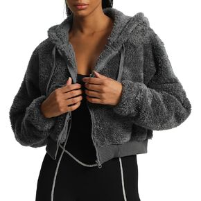 Aoxjox Women's Winter Hoodies Zipper Oversized Fuzzy Teddy Fleece Sweater Sweatshirt