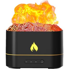 Desk Volcano Flame Diffuser Humidifier, Essential Oil Ultrasonic Colorful Flame Diffuser, Cool Mist, Quiet, 3 Gear Timing, Auto Off, Capacity 250ml Mini Humidifier for Bedroom, Office, Living Room