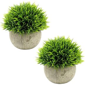 Mini Artificial Plants, 2 Pcs Fake Plants for Bathroom/Home Office Decor, Small Artificial Faux Greenery for House Decorations