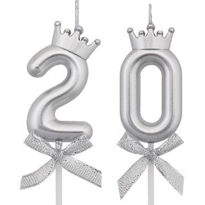 20 Birthday Candles, 20th Cake Candles, Green Happy Birthday Number 20 Candles Cake Topper Decorations for Party Men Women