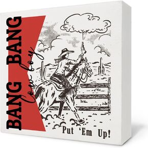 Deja Moo Cow Western Wooden Box Sign,Trendy Western Wood Block Plaque Box Sign,Humor Cow Wooden Signs, Desert Western Room Decor 5x5 Inches
