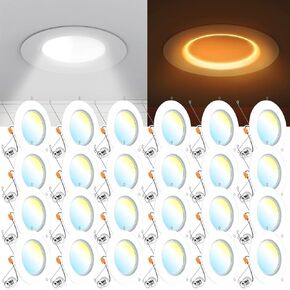 Sunco 24 Pack LED Recessed Lighting 6 Inch with Night Light, 2700K/3000K/4000K/5000K/6000K Selectable, Dimmable Can Lights, 12W, 1000LM, Damp Rated, Retrofit Installation - ETL