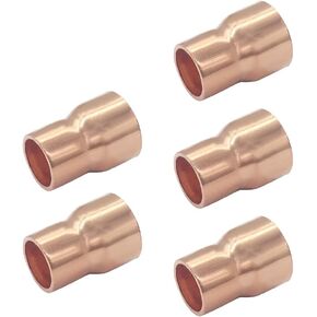 Joywayus 5PCS 1" x 3/4" Copper Sweat Reducer Coupling Pipe Fitting Pressure Plumbing Solder Connection