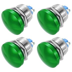 MECCANIXITY 2PCS 3A 16MM 5/8" Momentary Mushroom Head Push Button Switch 12V 24V 120V 250V AC Gold 1NO Waterproof IP65 SPST Domed Round 2 Screw Foot Button Switch