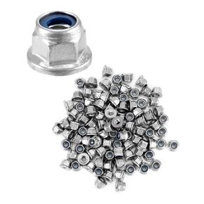 QWORK Flange Nylon Insert Lock Nuts, 50 Pcs M8 Stainless Steel Flanged Locknuts, Metric Nylon Insert Flange Lock Nut