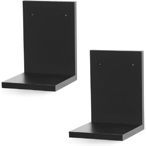 PHOENANCEE Small Floating Shelf for Wall,Mini Wall Ledges Shelves Wooden Set of 2,Plants Hanging Storage Display Decor Indoor for Living Room Bedroom Bathroom Kitchen Office Decoration(Black)