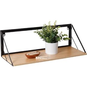 Honey-Can-Do Multi-Purpose 24 Inch Mountable Wood Shelf with Metal Bracket, Maple SHF-09786 Natural