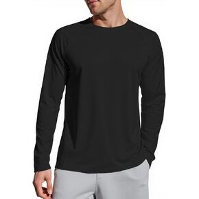 Men Long Sleeve Athletic Shirt, Crewneck Running T-Shirts Fitted, Moisture Wicking Base Layer Workout Tee Dry Fit