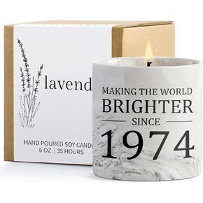 50th Birthday Gifts for Her, Women - Making The World Brighter Since 1974 - Funny 50th Bday Gifts Idea - 50th Birthday Decorations for Her, Him - 6oz Lavender Decor Ceramics Candle