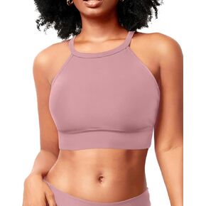 Women Swim Bikini Top - High Neck Sport Bra Bathing Suit Top Swimwear