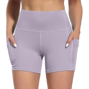 High Waist Shorts for Women Tummy Control Women Biker Gym Shorts Athletic Running Shorts for Women with Deep Pockets