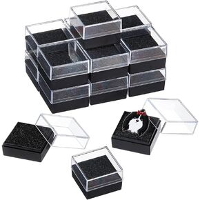 OLYCRAFT 6Pcs Clear Plastic Gift Box For Pin 3.2x4x1 inch Black Presentation Boxes for Badge Clear Lapel Pin Presentation Display Case for Lapel Pin Gemstone Storage Display