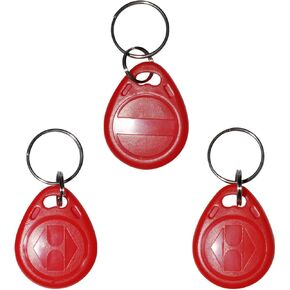 125KHz RFID Proximity ID Card Key Tags Writable rewritable T5577 fob tag(Pack of 3) (red)