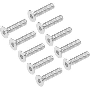 uxcell M8x35mm Flat Head Machine Screws Inner Hex Screw 304 Stainless Steel Fasteners Bolts 10Pcs