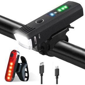LED Bike Lights for Night Riding, 4 Light Modes Bike Headlights, IPX4 Bicycle Lights Front and Rear, TypC Rechargeable Bike Light Set for Stroller, Bike Reflectors for Adult Bikes