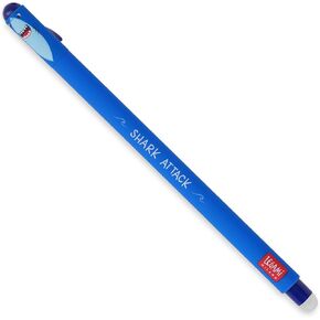 LEGAMI Erasable Gel Pen, Ball on the End for Removing Ink Without Consuming the Paper, Blue Heat-Sensitive Ink, Tip Diameter 0.7 mm, Shark Theme