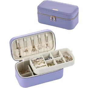 CASEGRACE Travel Jewelry Case,2-Layer Jewelry Holder Organizer Display Box,7.08x 3.8x 3 .1Inches Portable Jewelry Box for Necklace Earring Rings Bracelet Sunglasses lipstick Best Gift (Dark Green)