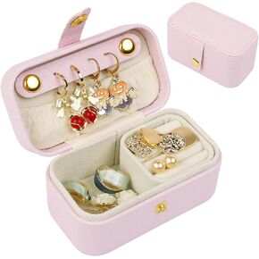 Travel Jewelry Case, Small Travel Jewelry Box, PU Leather Mini Jewelry Case for Earrings Rings Bracelets Lipsticks, Travel Essentials Jewelry Storage for Women