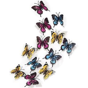 Halloween Decorations Red Rose Wall Stickers 3D Skull Butterfly Window Stickers (12Pcs & 3 Size) - SHANRUN PVC Butterfly Wall Decor Halloween Party Fridge Home Decor Indoor Outdoor Atmosphere Supplies