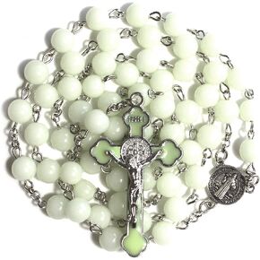 مسبحة مسبحة زجاجية كريستالية مضيئة مسبحة صليب هدايا كاثوليكية in Kuwait