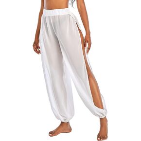 American Trends Sheer Beach Pants Mesh Swimsuit Cover Up Pants for Women High Slit See Through Harem Pants