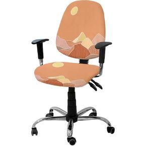 ALAGEO Office Chair Cover White Marble Computer Chair Cover Gold Edge Texture Protective & Stretchable Universal Rotating Chair Slipcovers 2 Piece for Desk Chair Cover