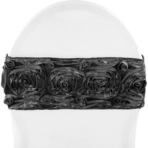 RCZ Decor Champagne Rosette Spandex Chair Sash/Tie Band - 6" x 13" (1 Pc) | Elegant Stretchable Decorative Accessory for Events & Celebrations