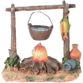 Fontanini by Roman Inc., LED Lighted Campfire, 5" Shepherds Collection, Nativity Figure and Accessories, Hand Sculpted and Painted
