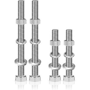 OLANZU Post Attachement Kit - 5 Heavy Duty Bolts (2.5") for Heavy Duty Posts and 5 Bolts (1.5") for Economy Posts with Nuts, Washers and lock Washers - Sign mounting hardware (5 Pack)