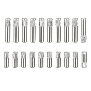 uxcell 304 Stainless Steel Dowel Pins, 20Pcs 1.6x3mm and 20Pcs 2.1x3mm Knurled Head Flat Chamfered End Dowel Pins, Support Bed Shelf Pegs Support Shelves Fasten Elements