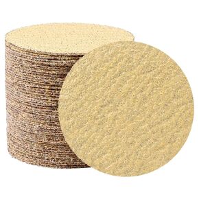 3 Inch Sanding Disc 50 PCS Gold Hook and Loop No Hole Sanding Discs 220 Grit Aluminum Oxide Orbital Sander Sandpaper for Wood Auto Body Paint Metal Polishing Use