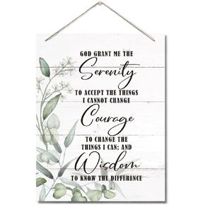 Serenity Prayer Inspirational Quote Wall Art Decor Sign, God Grant Me The Serenity, Hanging Printed Wall Plaque Wood Signs, Christian Scripture Decor for Living Room Bedroom Home Decor 10X7.8inch