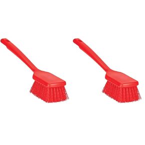 Remco ColorCore 12" Short Handle Scrubbing Brush, Stiff, Red,410714