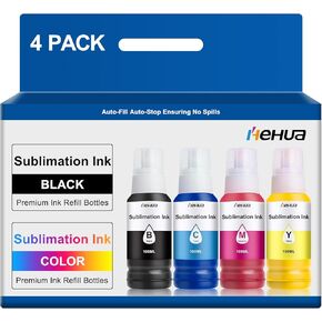 hehua 400ML Sublimation Ink Bottles Refill T522 Work with ET-2800 ET-2803 ET-2850 ET-3850 ET-2720 ET-2760 ET-4800 ET-15000 Heat Press Transfer on Mugs T-Shirts Anti-UV ICC-Free, 4 Bottles