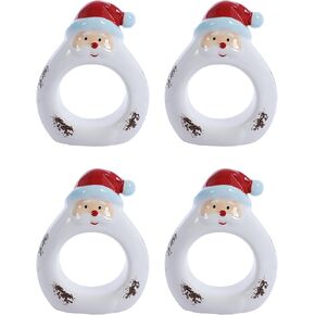 Hand Painted Ceramic Snowman Christmas Napkin Rings (Set of 4)