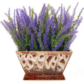 Lavender Artificial Plant-7 Inch Fake Lavender Flowers in Ceramic Pot Faux Lavender Plant for Table Centerpieces Purple Bathroom Bedroom Kitchen Accessories Decoractions