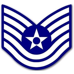Air Force Rank Staff Sergeant Chevron Shaped Sticker (USAF SSI SSGT Vinyl Decal (3 inch) USAF Licensed