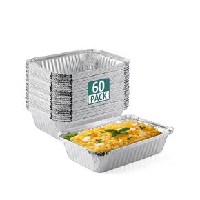 60 Pack 6x3.5x2 Disposable Aluminum Loaf Pans with Lids- NEEBAKE-Small-Aluminum-Foil-Pans-Tin-Foil-Baking-Pans-Tin-Trays-Food-Containers-for-Baking-Cakes-Bread-Meat-Loaves