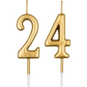24th & 42nd Birthday Candles, Silver Number 24 42 Candle for Cake, Happy Birthday Cake Topper Decoration for Birthday Anniversary Celebration Party Supplies
