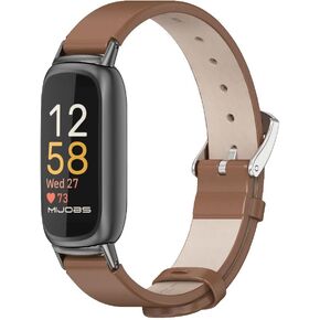 MIJOBS Strap for Fitbit Inspire 3, Genuine Leather Band Replacement Wristbands Waterproof Bracelet Accessories for Inspire 3 Women Men