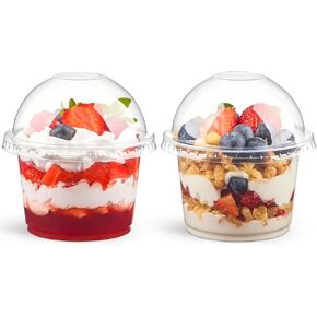 Kucoele 50 Pack 9 OZ Clear Plastic Cups with Dome Lids, Dessert Cups Parfait Cups Party Serving Cups for Yogurt, Fruit, Pudding and Ice Cream