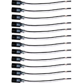 12 Pack - Candelabra Base Lamp Holder Light Socket, Keyless Phenolic, 6 Inch Wire Leads, for E12 Incandescent LED Light Bulbs