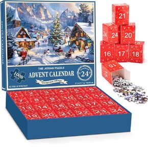 Advent Calendar 2024 Jigsaw Puzzle,24 Box Christmas Countdown Calendar for Adult Kids,Family Game In Christmas,1008 Pieces,Christmas Village,19.7 inches x 27.6 inch