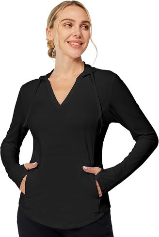 Casei Womens UPF50+ Sun Protection Hoodie Lightweight Hiking Shirts Long Sleeve for Running Fishing with 2 Zipper Pockets in Saudi Arabia