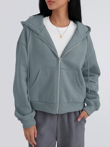 Trendy Queen Zip Up Hoodies For Women Cropped Sweatshirts Fall Fashion Outfits 2025 Y2k Fleece Teen Girls Clothes in Saudi Arabia