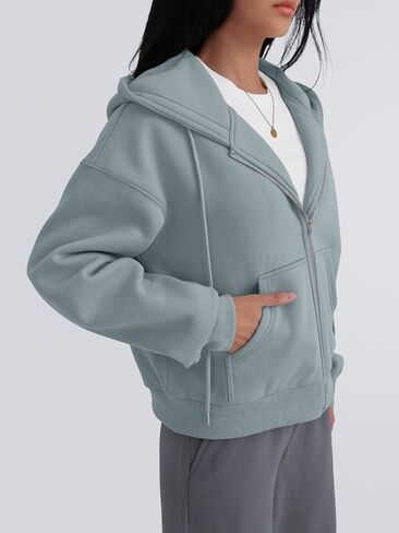 Trendy Queen Zip Up Hoodies For Women Cropped Sweatshirts Fall Fashion Outfits 2025 Y2k Fleece Teen Girls Clothes in Saudi Arabia
