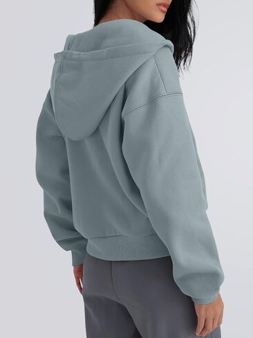 Trendy Queen Zip Up Hoodies For Women Cropped Sweatshirts Fall Fashion Outfits 2025 Y2k Fleece Teen Girls Clothes in Saudi Arabia