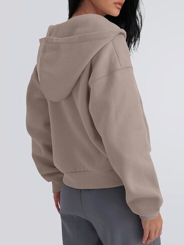 Trendy Queen Zip Up Hoodies For Women Cropped Sweatshirts Fall Fashion Outfits 2025 Y2k Fleece Teen Girls Clothes in Saudi Arabia